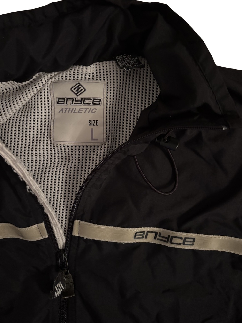 Enyce Y2K Windbreaker Jacket - Black with Reflective Stripe - Picture 2 of 7